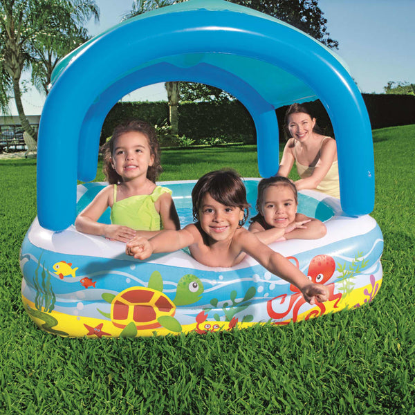 Bestway Piscina de juegos con toldo azul 140x140x114 cm