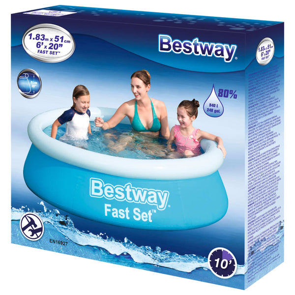 Bestway Fast Set Round Inflatable Pool 183x51 cm Blue