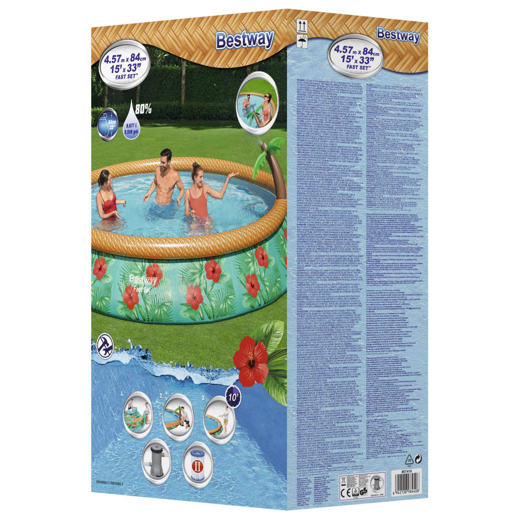 Conjunto de piscina hinchable Bestway Fast Set Paradise Palms 457x84 cm
