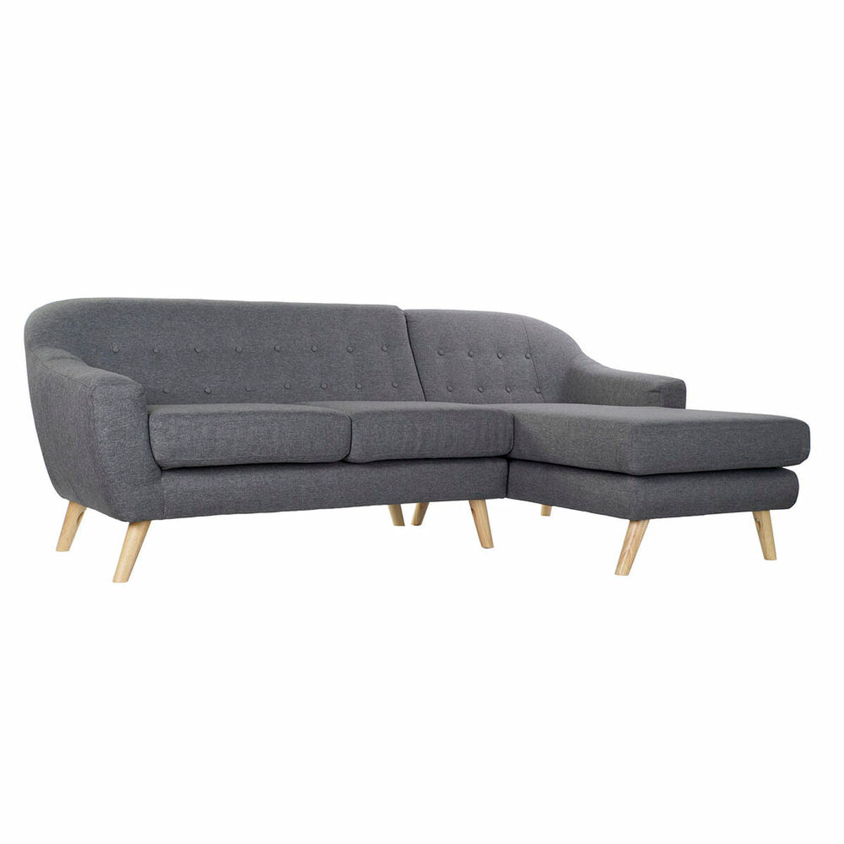 Sofá de 3 Plazas DKD Home Decor 8424001799442 Gris Multicolor Natural Madera Madera de caucho Scandi 230 x 144 x 84 cm