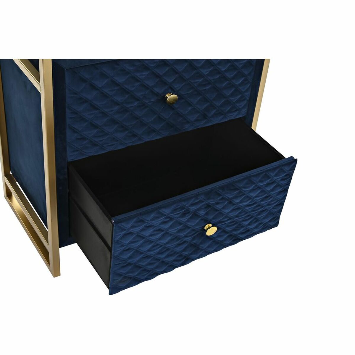 Mesa de Cabeceira DKD Home Decor 60 x 35 x 74 cm Cristal Azul Dourado