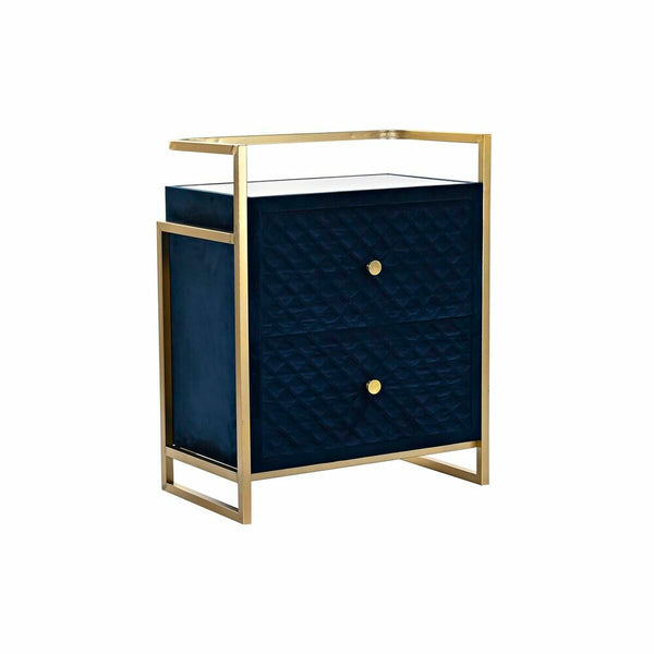 Mesa de Cabeceira DKD Home Decor 60 x 35 x 74 cm Cristal Azul Dourado