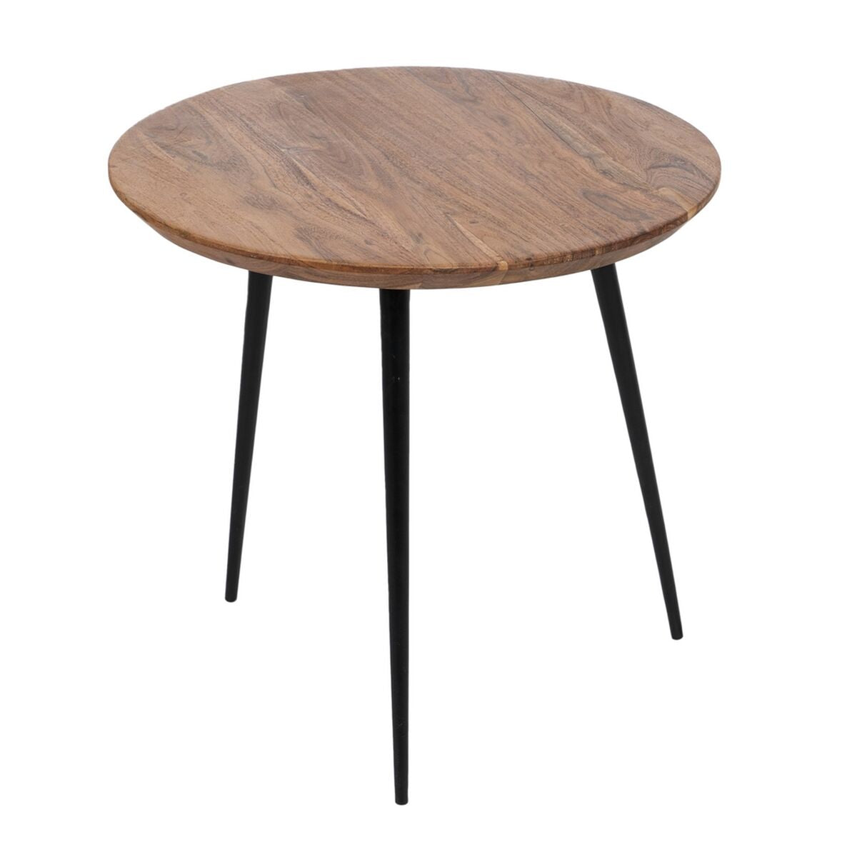 Set of 2 tables Black Natural Metal Iron Acacia 70 x 70 x 40 cm (2 Units)