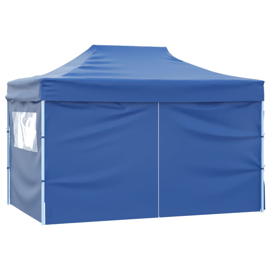 Tenda pop-up dobrável com 4 paredes laterais 3x4,5 m azul