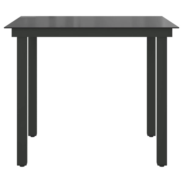 Mesa de jardim em alumínio e vidro 80x80x74 cm preto