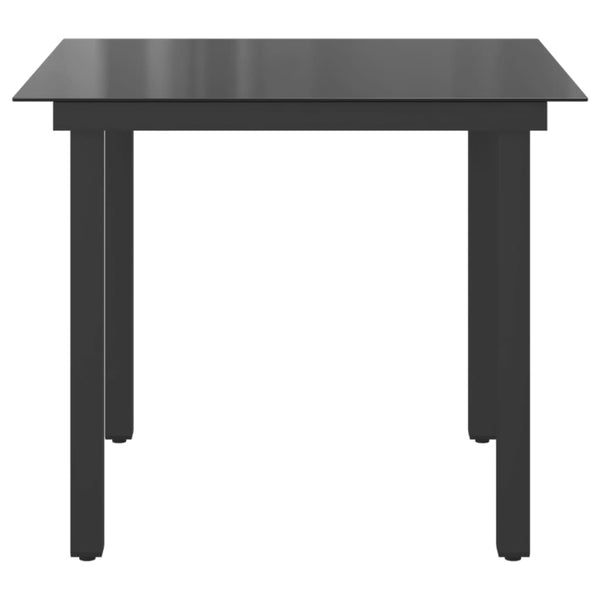 Mesa de jardim em alumínio e vidro 80x80x74 cm preto