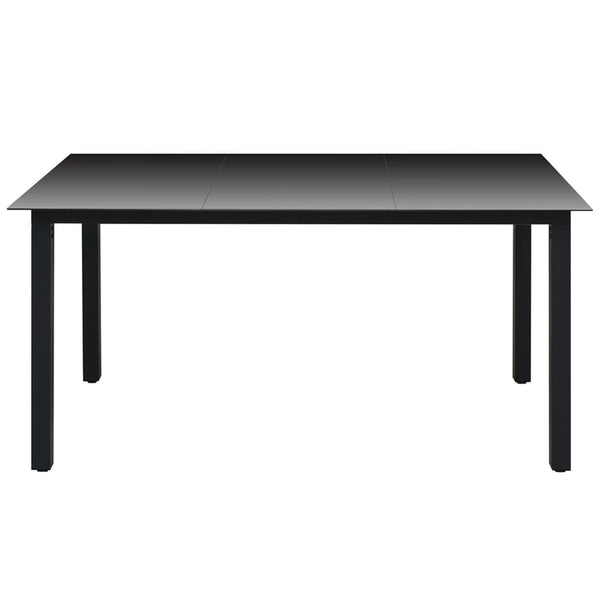 Mesa de jardim em alumínio e vidro 150x90x74 cm preto