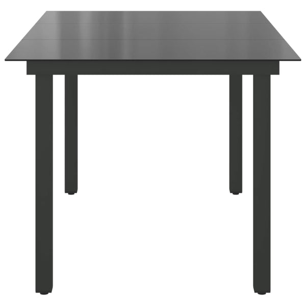 Mesa de jardim em alumínio e vidro 150x90x74 cm preto