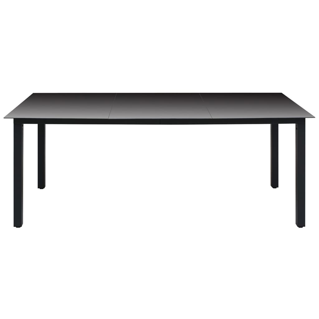 Mesa de jardim em alumínio e vidro 190x90x74 cm preto