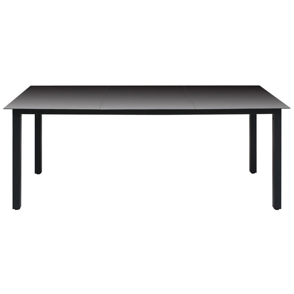 Mesa de jardim em alumínio e vidro 190x90x74 cm preto