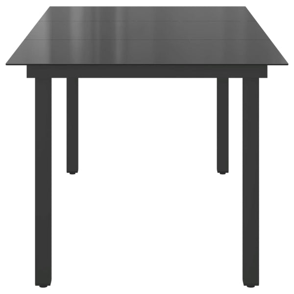 Mesa de jardim em alumínio e vidro 190x90x74 cm preto