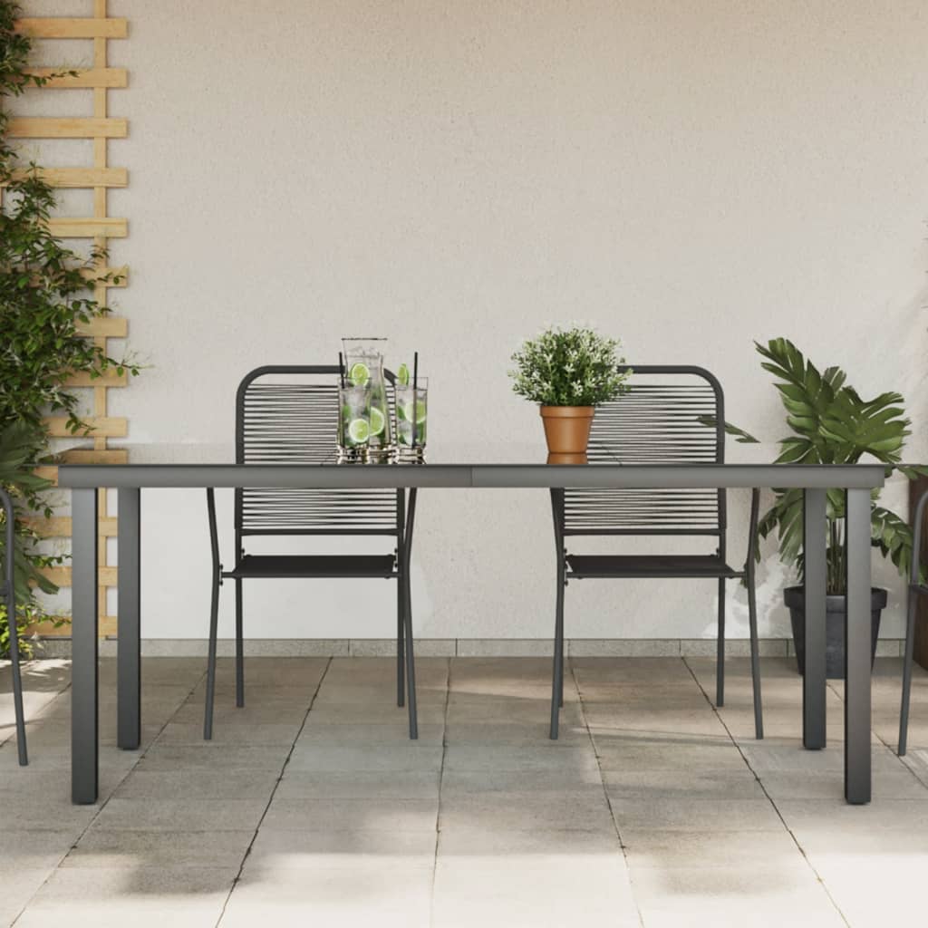 Mesa de jardim em alumínio e vidro 190x90x74 cm preto