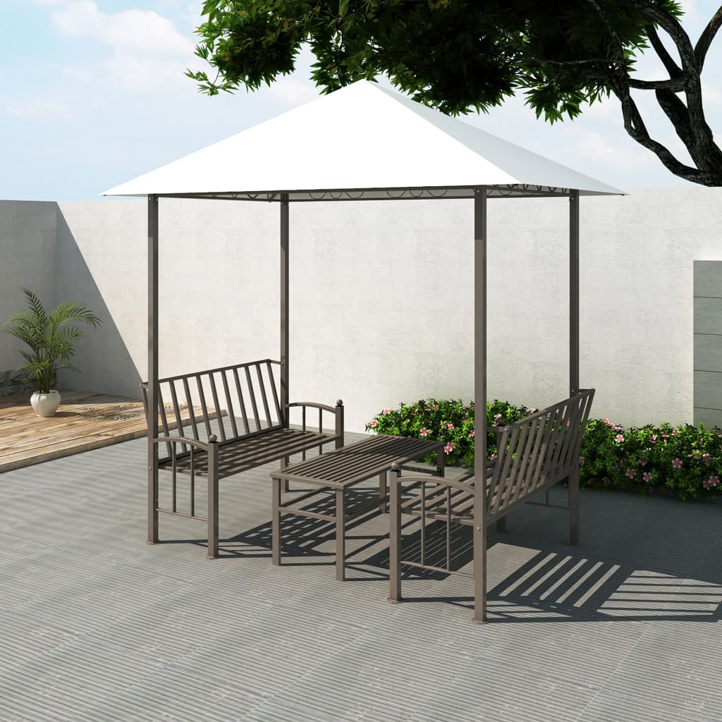 Pérgula para jardim com mesa e bancos 2,5x1,5x2,4 m