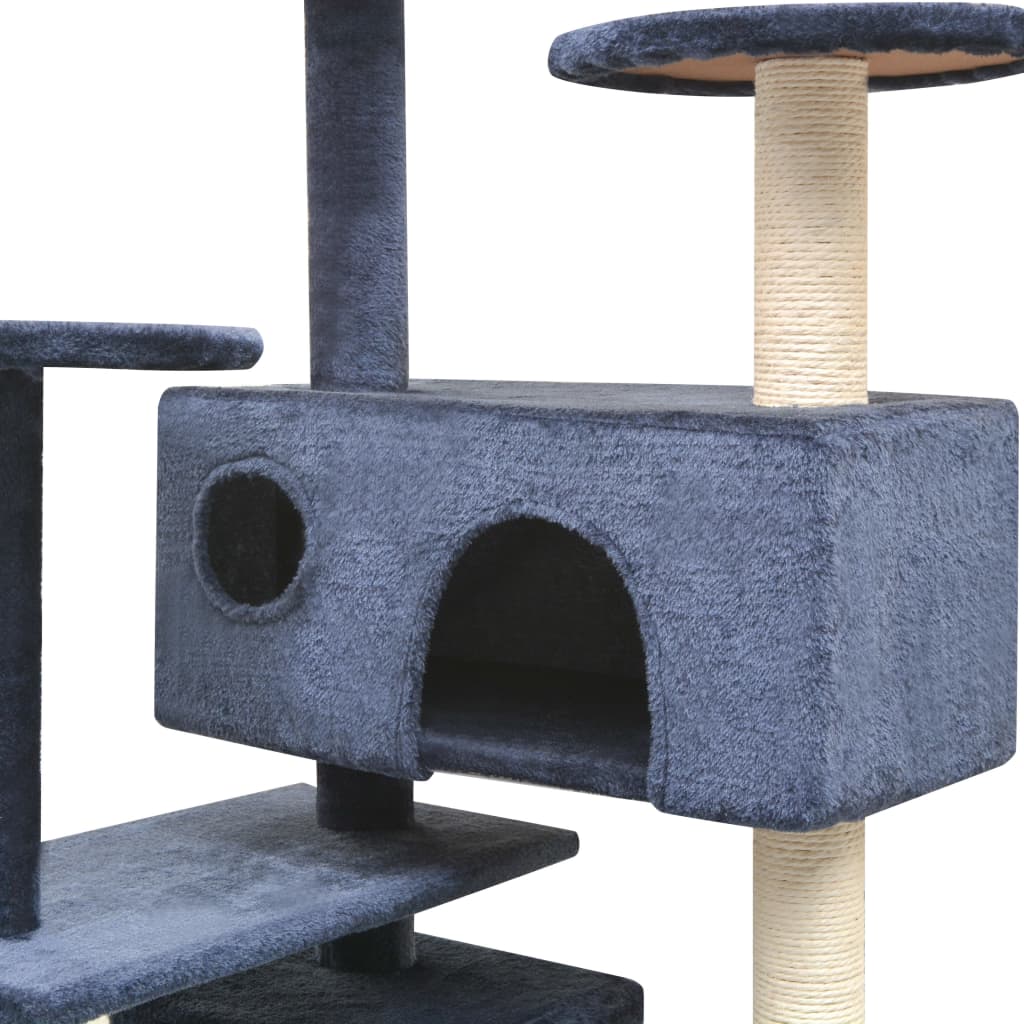 Árvore p/ gatos c/ postes arranhadores sisal 125 cm azul escuro