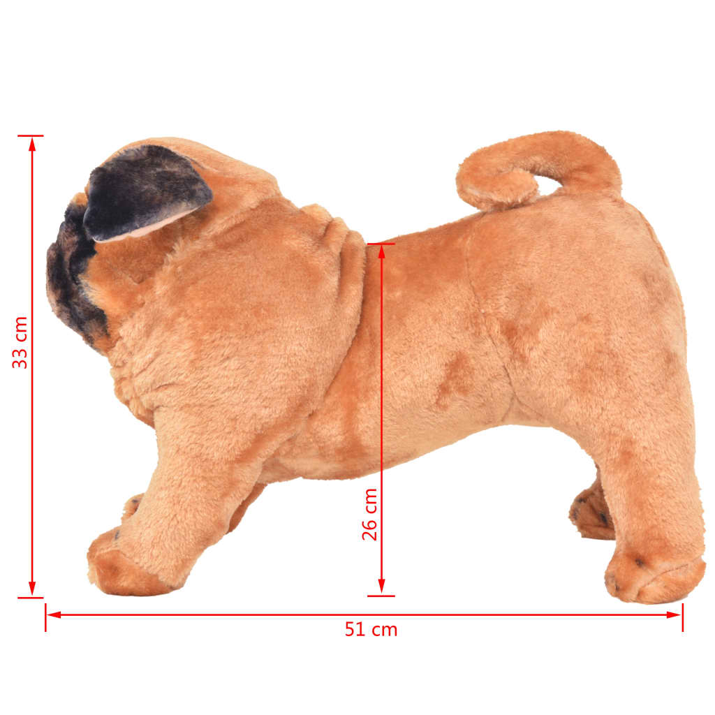 Cão pug de montar em peluche castanho claro XXL