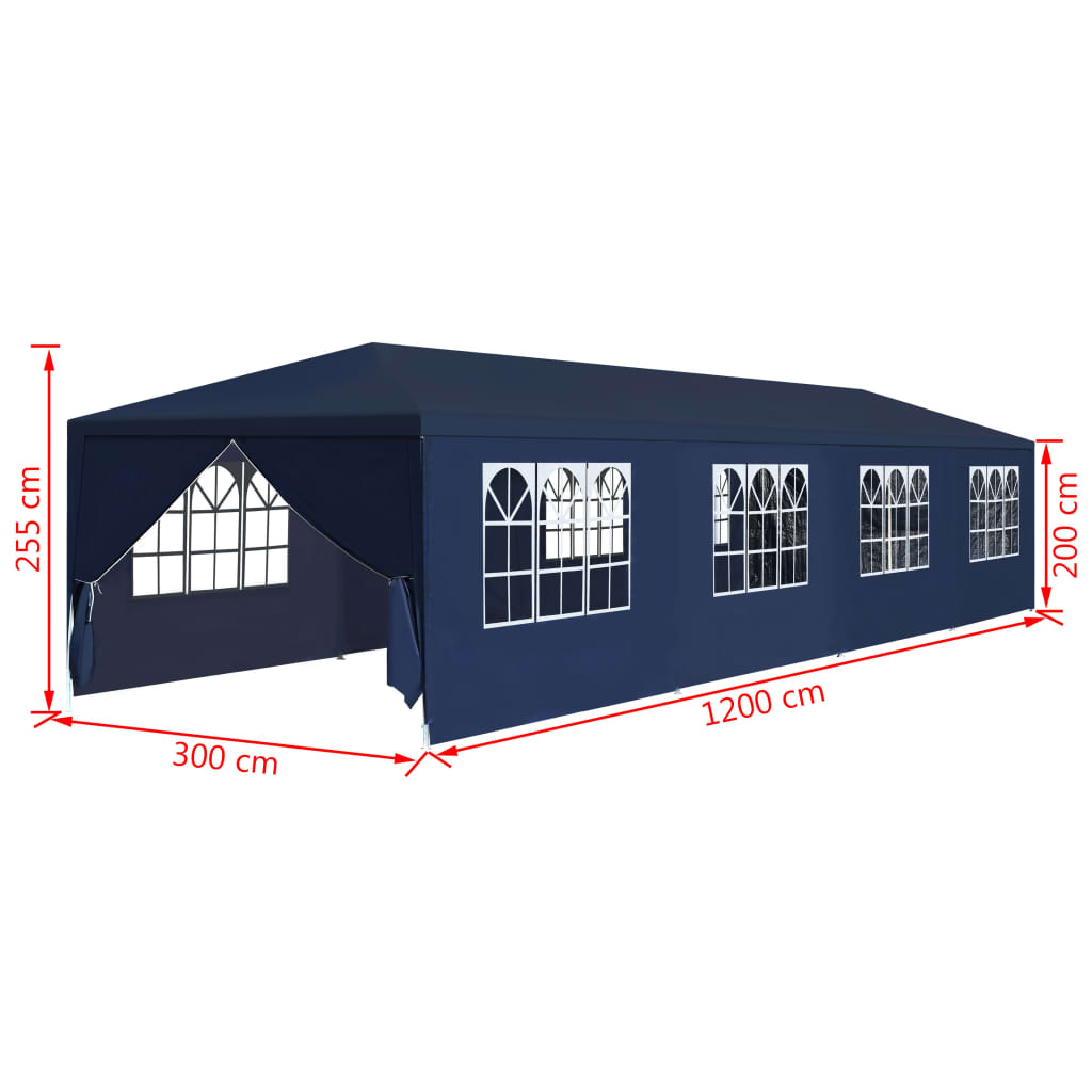 Tenda de jardim 3x12 m azul