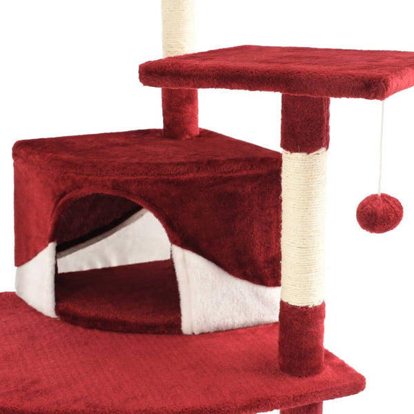 Árvore p/ gatos postes arranhadores sisal 203cm vermelho/branco