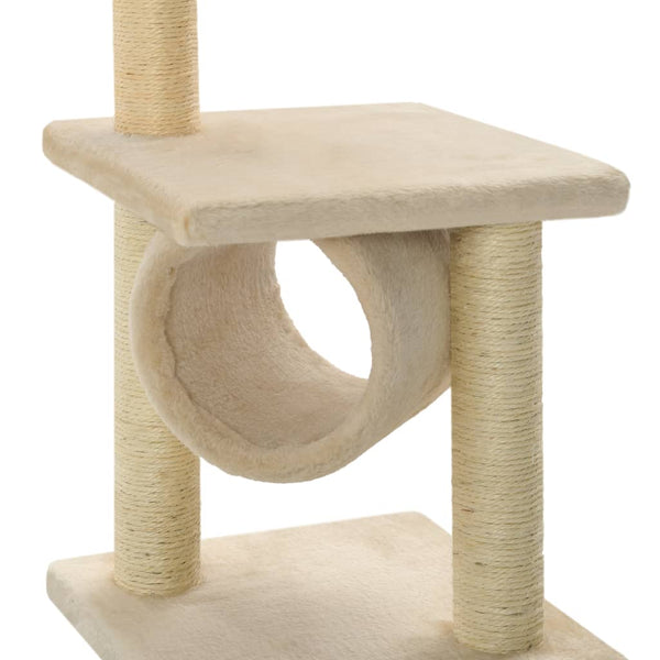 Árvore para gatos c/ postes arranhadores sisal 65 cm bege