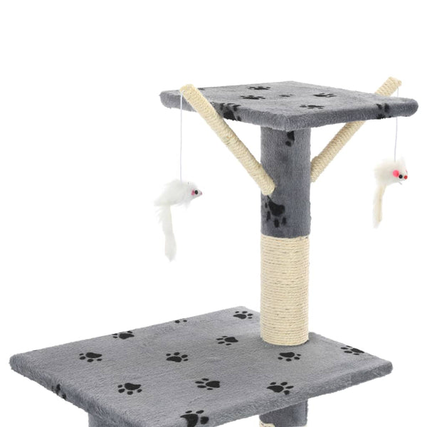 Árvore para gatos c/postes arranhadores sisal 138 cm cinzento