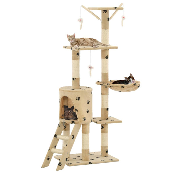 Árvore para gatos c/postes arranhadores sisal 138 cm bege