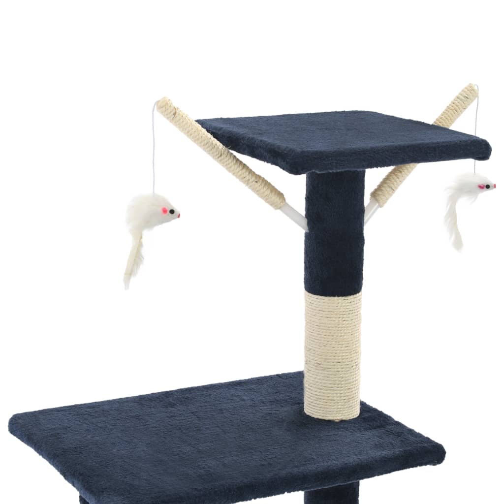 Árvore p/ gatos c/ postes arranhadores sisal 138 cm azul escuro