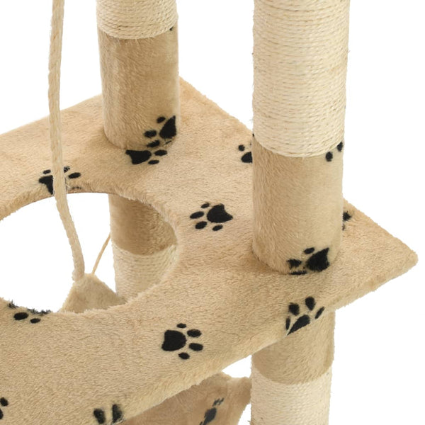 Árvore para gatos c/postes arranhadores sisal 140 cm bege