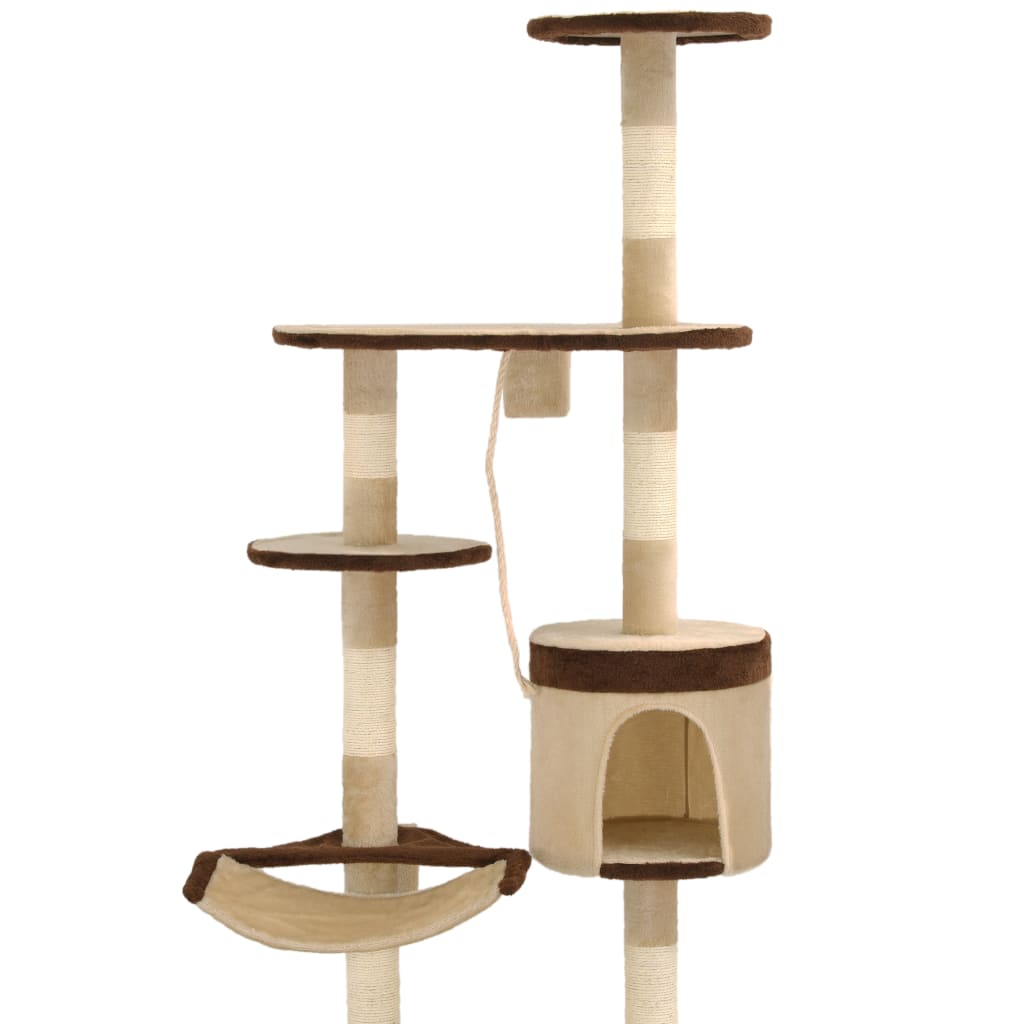 Árvore p/ gatos parede arranhadores sisal 194 cm bege/castanho