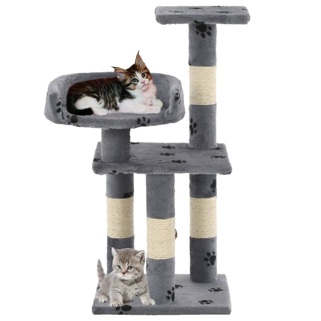 Árvore para gatos c/ postes arranhadores sisal 65 cm cinzento