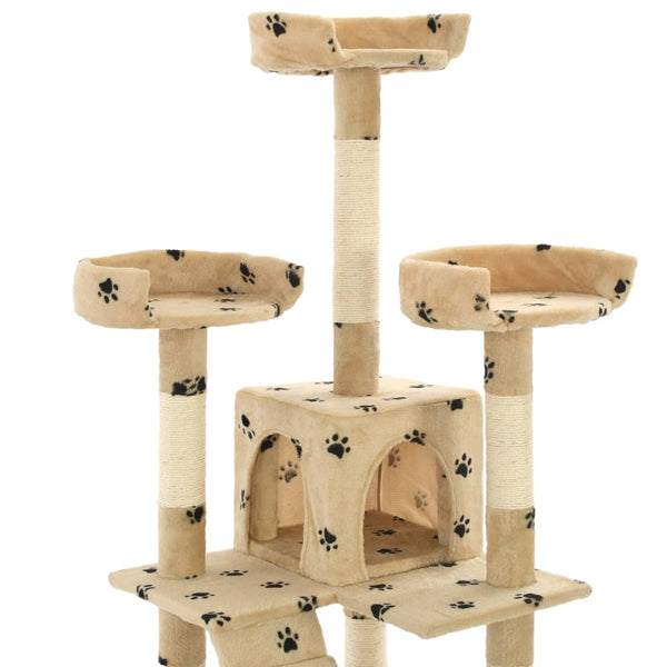 Árvore para gatos c/ postes arranhadores sisal 170 cm bege