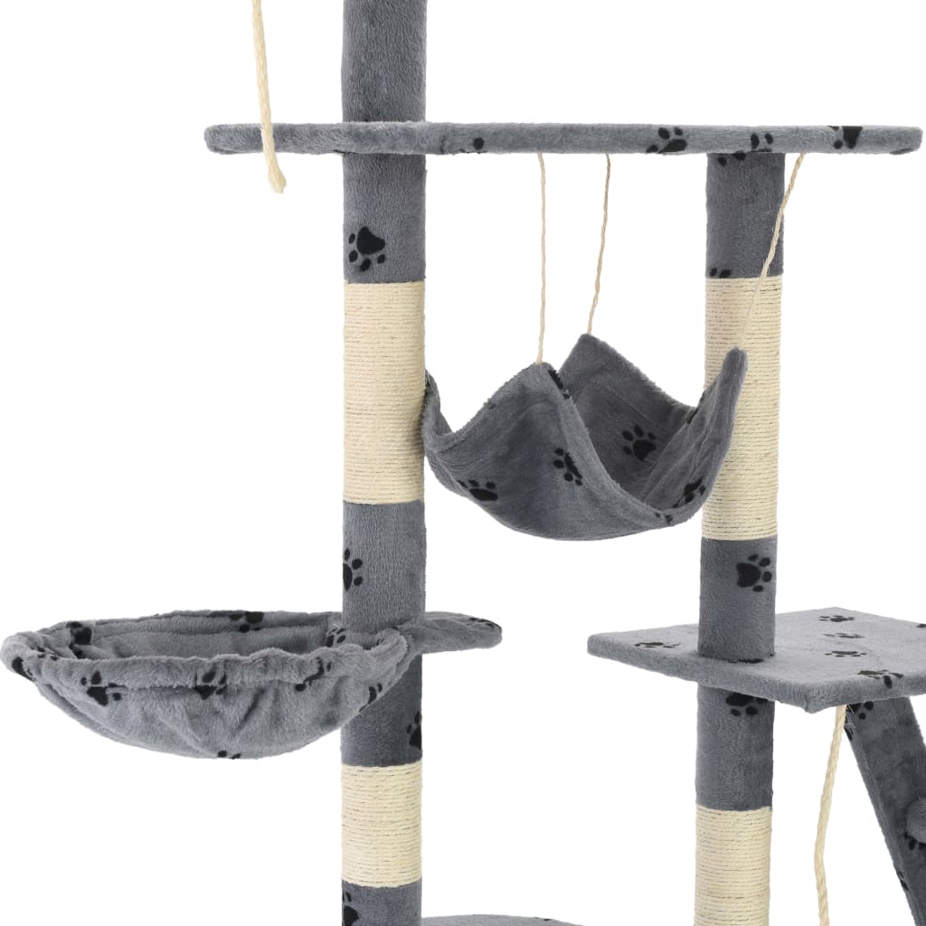 Árvore para gatos c/ postes arranhadores sisal 230-250 cm cinza