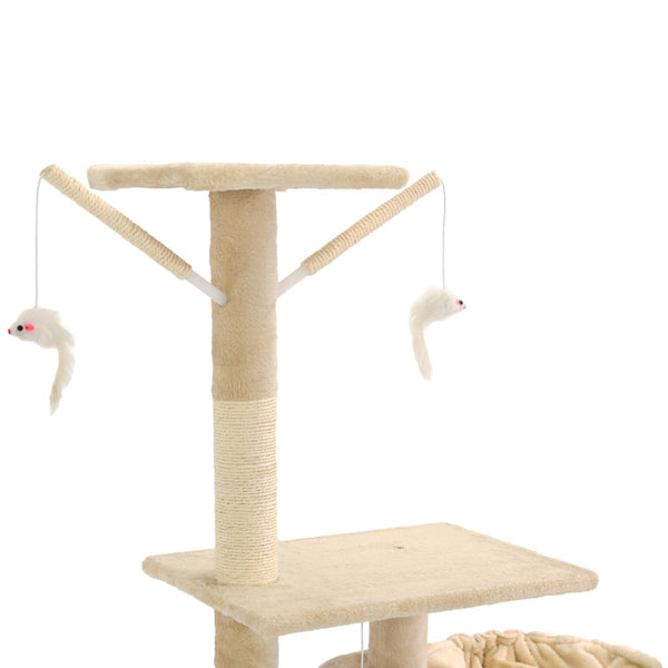 Árvore para gatos c/ postes arranhadores sisal 230-250 cm bege