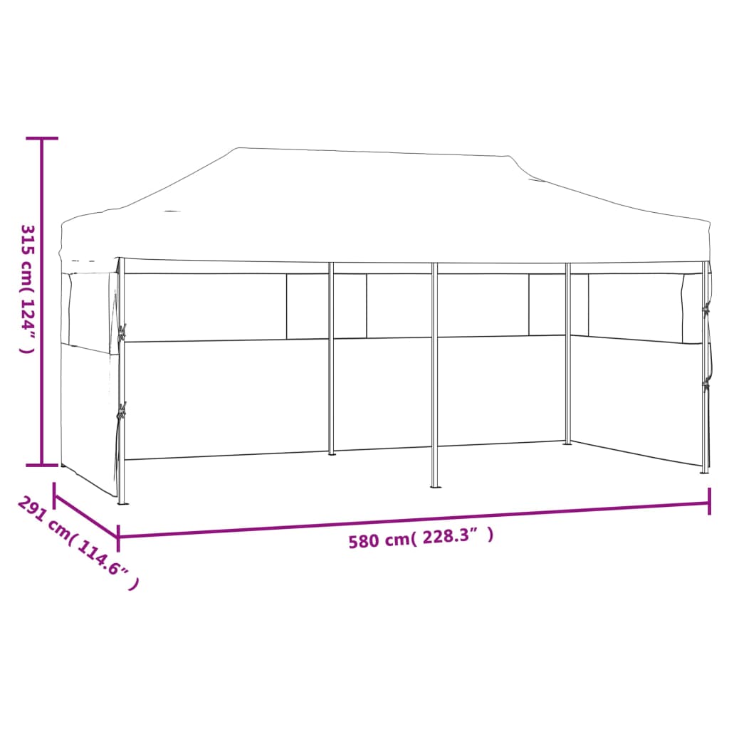 Tenda de festa pop-up dobrável paredes laterais 3x6 m antracite