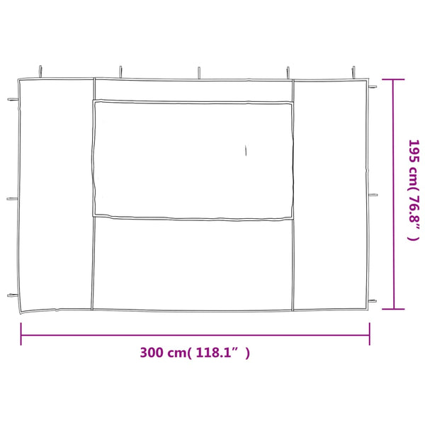 Parede lateral com janela p/ tenda de festas 2 pcs PE branco