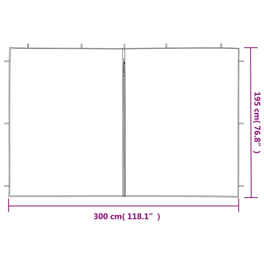 Parede lateral com fecho p/ tenda de festas 2 pcs PE branco