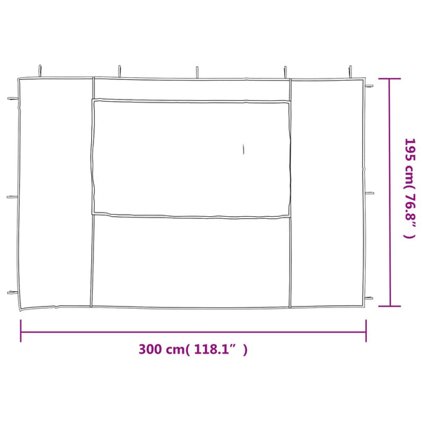 Parede lateral com janela p/ tenda de festas 2 pcs PE antracite