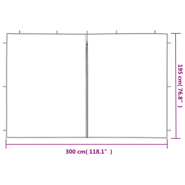 Parede lateral com fecho p/ tenda de festas 2 pcs PE antracite