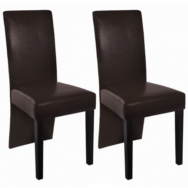 Cadeiras de jantar 2 pcs couro artificial castanho-escuro