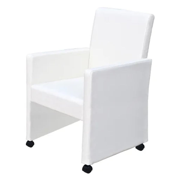 Cadeiras de jantar 2 pcs couro artificial branco