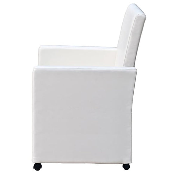 Cadeiras de jantar 2 pcs couro artificial branco