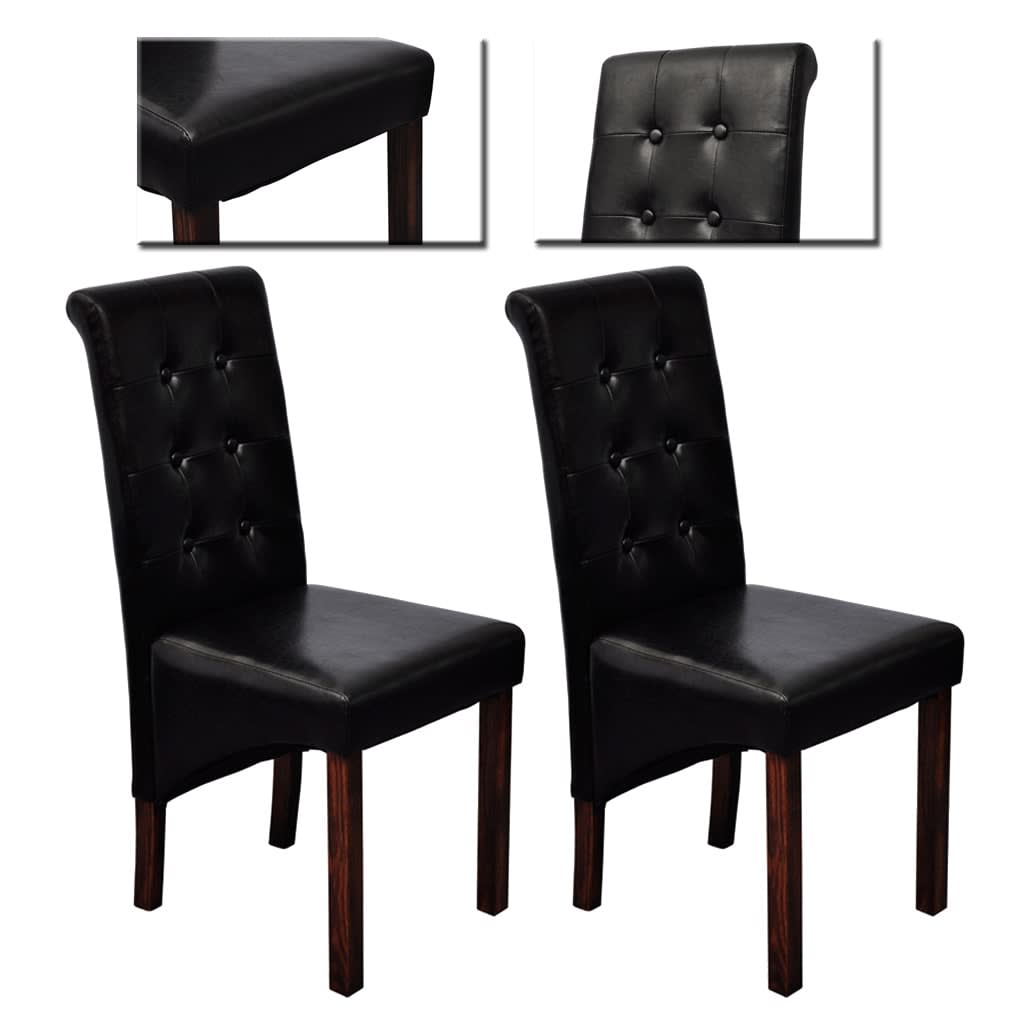 Cadeiras de jantar 2 pcs couro artificial preto