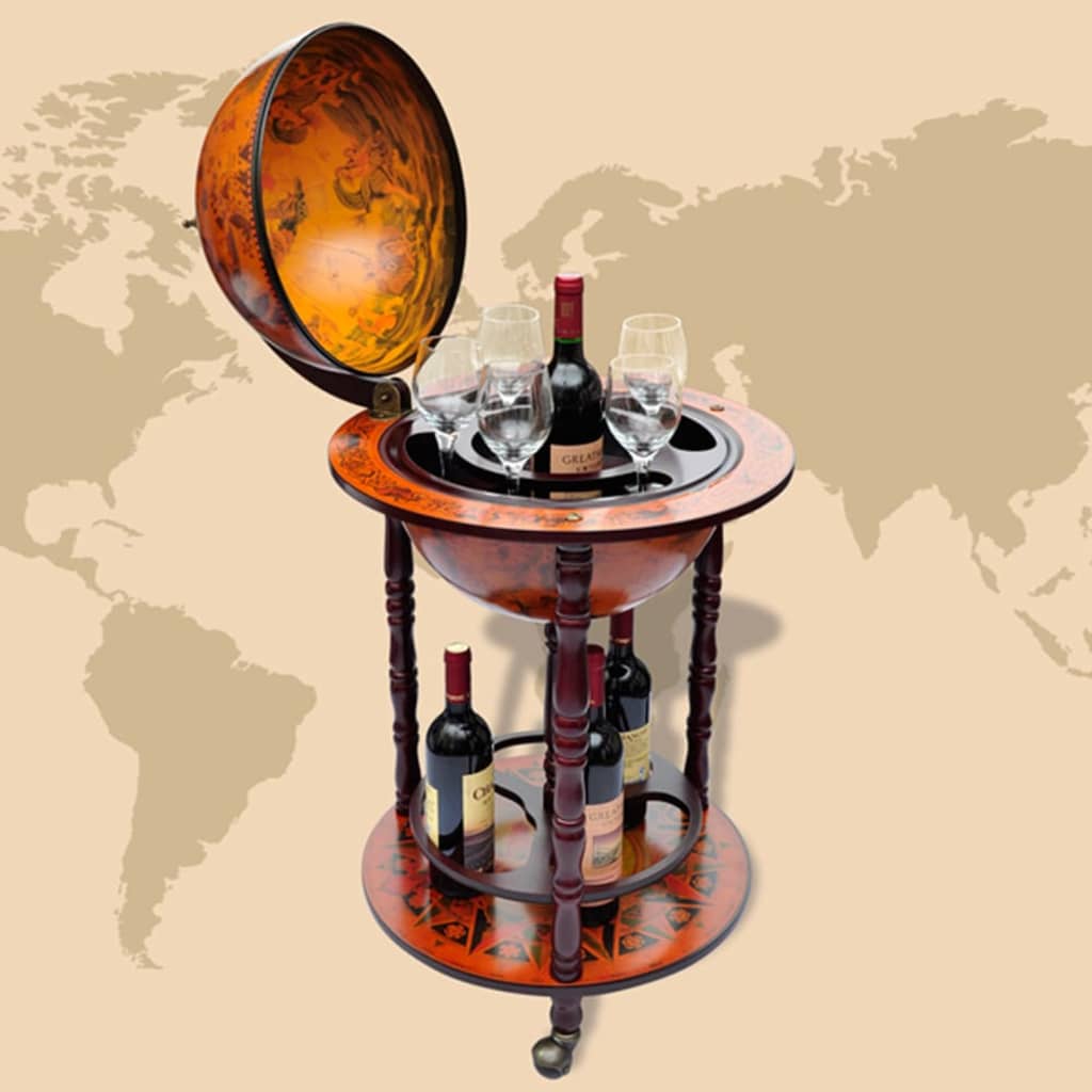 Suporte para garrafas de vinho forma de globo madeira eucalipto