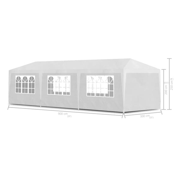 Carpa para fiestas 3x9 m blanca