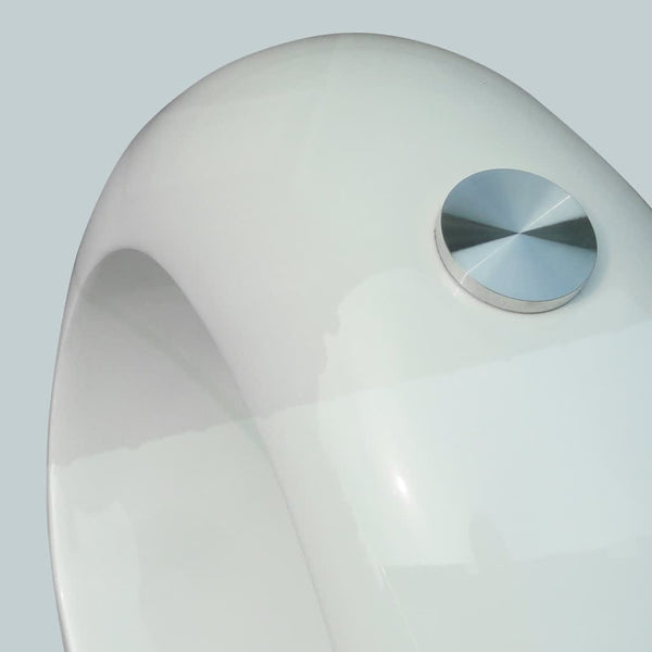 Mesa de centro com tampo oval de vidro, branco brilhante