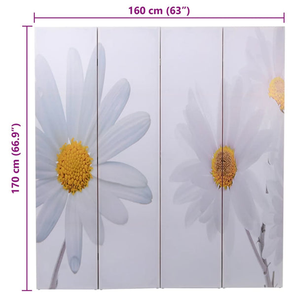 Biombo dobrável com estampa de flores 160x170 cm