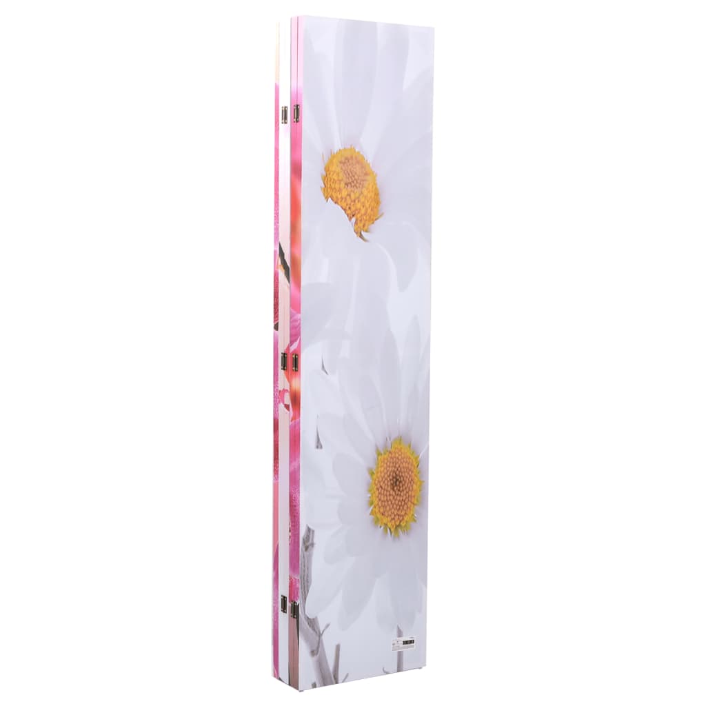 vidaXL Biombo dobrável com estampa de flores 200x170 cm