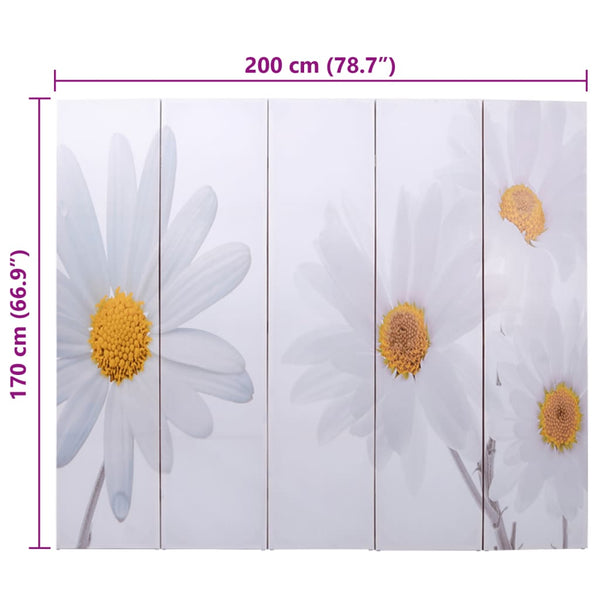 vidaXL Biombo dobrável com estampa de flores 200x170 cm