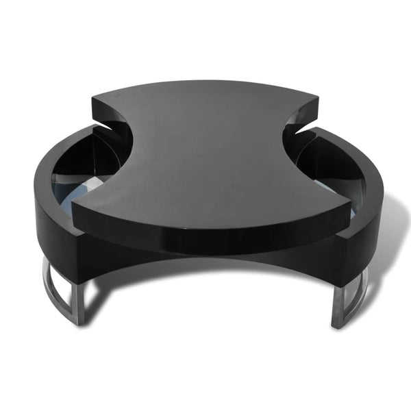Mesa de centro com forma ajustável em preto brilhante