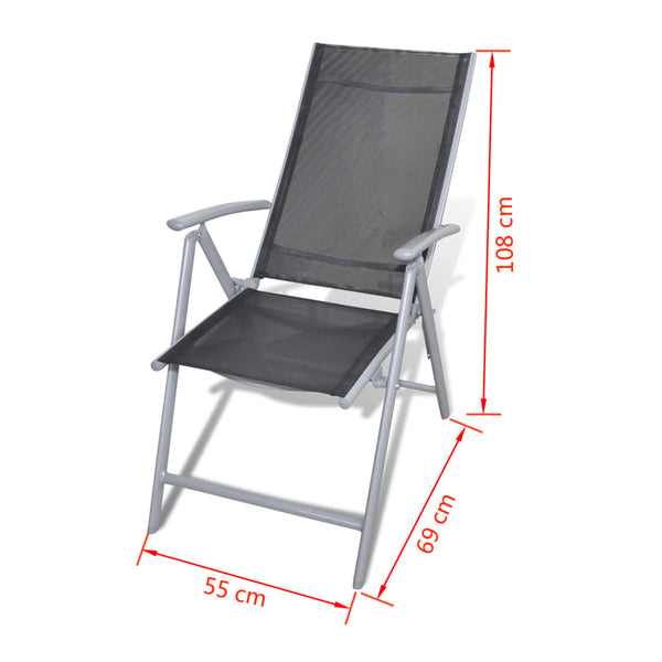 Cadeiras de jardim dobráveis 4 pcs alumínio