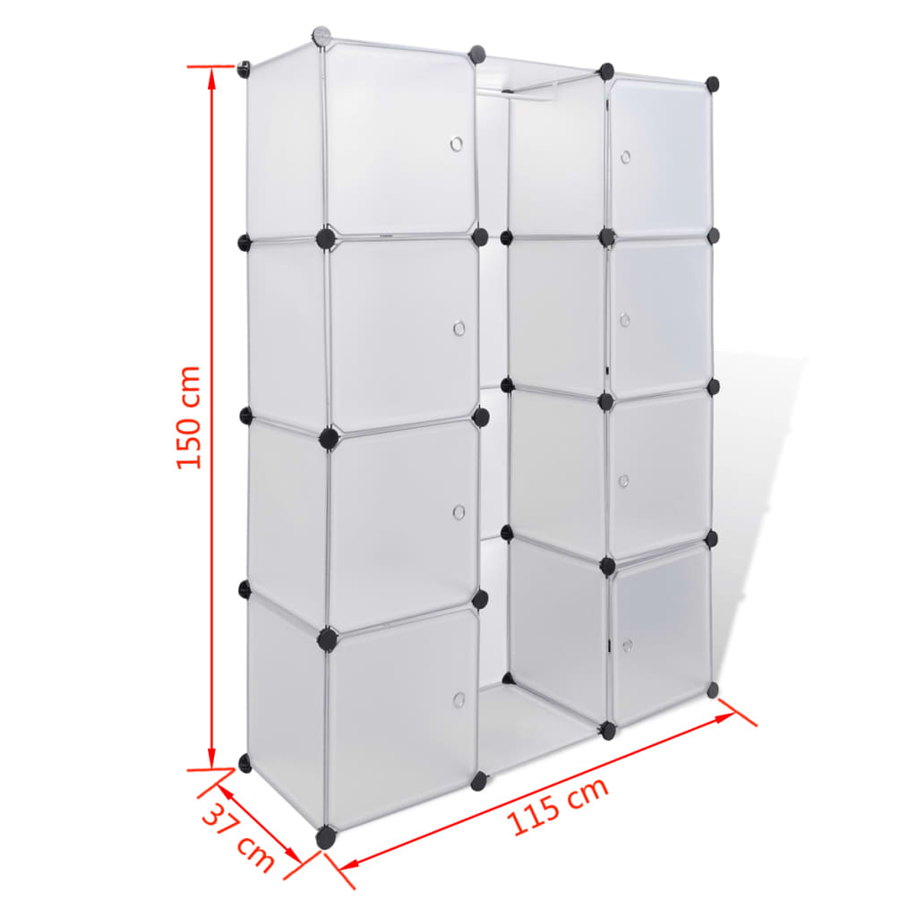 Armário plástico modular 9 gavetas 37x115x150 cm branco