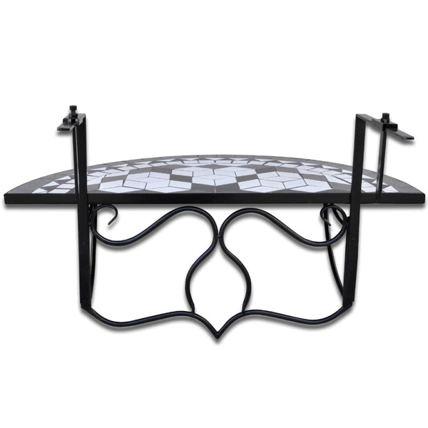 Mesa de varanda suspensa mosaico preto e branco